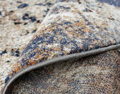 Keen Home Design Abstract Non-Shedding Rug, Soft Thick Pile, 5 ft Round | Polypropylene High Pile, Jute Back; Ideal For Bedroom, Nursery, Home Office - color: Skies Multi, size: 5'3" (Round)