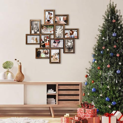 Jerry & Maggie - Photo Frame 24x24 Square Storm Eye PVC Picture Frame Selfie Gallery Collage Wall Hanging for 6x4 Photo - 12 Photo Sockets - Wall Mounting Design (Gold Rusted) - color: Golden