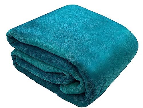 Comfort Lab Plush Flannel Bed Blanket - Soft, Lightweight, Fleece Blanket for Couch, Bed & Home Decor - Anti Pilling and Non Shedding Fleece Bed Blanket - Full/Queen (90" x 90") - Teal - color: Teal, size: Full/Queen (90" x 90")