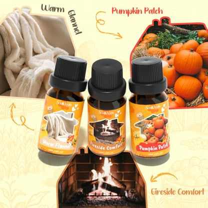 Soulorigin Fall Cozy Cabin Fragrance Oils Set, Essential Oil for Diffuser, Use for Soap Candle Making-Smoky Cedar Wood, Roasted Marshmallows, Autumn Leaves, Warm Flannel, Fireplace Time, Pumpkin Patch - color: Cozy Cabin