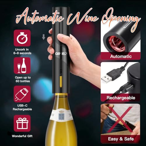 Electric Wine Set 4 | Automatic Wine Opener Dispenser Gift Set - Electric Corkscrew Opener & Auto Wine Dispenser | Ideal Housewarming Gifts