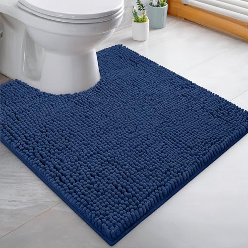 LuxUrux Bath Mat-Extra-Soft Plush Bath Shower Bathroom Rug,1'' Chenille Microfiber Material, Super Absorbent Shaggy Bath Rug. Machine Wash & Dry (20 x 20, Blue) - color: Blue, size: 20'' X 20'' U