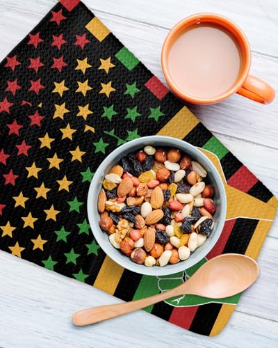 Juneteenth Dish Towels Set, Waffle Weave Kitchen Towels 3 Pieces, Black History Month Flag African American Microfiber Hair Face Bath Tea Towel Absorbent Quick Drying Cleaning Dish Cloths, 12"x12" - size: 3PCS,12"x12"