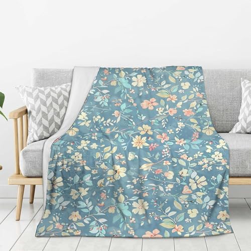 Farmhouse Flannel Cozy Throw Blanket Flower 39.37x59 Inches - Ultra Soft Lightweight Fuzzy Blankets for Adults Women Girls, Warm Fluffy Spring Decor Couch Blanket for Bed, Sofa, Living Room A14 - color: Colorful-14