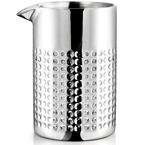 Elsjoy 18 oz Stainless Steel Cocktail Mixing Glass, Double Walled Bartender Mixer Cup Unbreakable Bar Mixing Tin for Stable Stirring