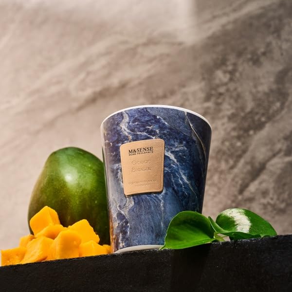 M&SENSE Ocean Breeze Scented Soy Candle, 3 Wick Highly Scented 14.1 Oz 75H, Aromatherapy Christmas Gift for Women and Men - color: Ocean Breeze, size: Medium