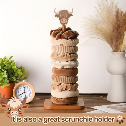 Leinuosen Brown Paper Towel Holder Cute Highland Cow Wooden Paper Towel Holder Brown Bathroom Countertop Accessories Kitchen Stand Organizer Standing Apartment Decor Housewarming Gift - style: Highland Cow