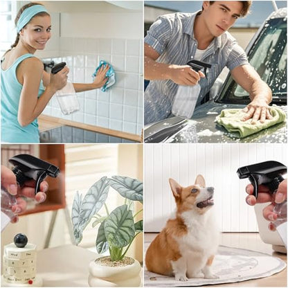 Cleaning Spray Bottles for Plants Misters Inside, 2 Pack 16.9 oz Squirt, Water Spray Bottle Mist Sprayer, No Leak Hair Mister Empty with Adjustable Nozzle (Transparent) - color: Transparent bottle+black nozzle, size: 16.9 oz