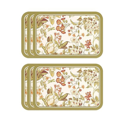 Vinyl Waterproof Placemats Set of 6 Rectangular,12"*17"-Grace A | Wipeable Beautiful Print Place Mats,Stain Resistant,Heat Resistant,Everyday Meals,Kitchen,Dinning,Holiday,Decor - color: Grace a