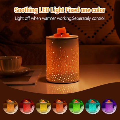 inrorans Wax Melt Warmer Ceramic Oil Burner with Timer Electric Candle Wax Melter with Led Coloful Changing Silicone Removeable Tray for Home Gifts-Golden Wheat - color: Golden Wheat