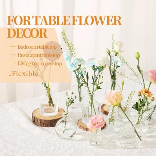 Mini Bud Vases As Wedding Centerpieces for Tables,Clear Bud Vases for Flowers,Small Flower Vases Suitable for Birthday Party,Anniversary,Wedding Reception,Baby Shower (Clear, 12 PCS) - color: 12pcs-2