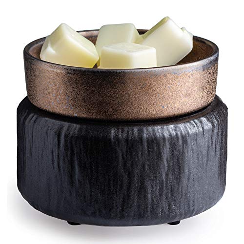 Candle Warmers ETC 2-in-1 Candle and Fragrance Warmer for Warming Scented Candles or Wax Melts and Tarts with to Freshen Room, Primitive Black and Bronze - style: Primitive Black