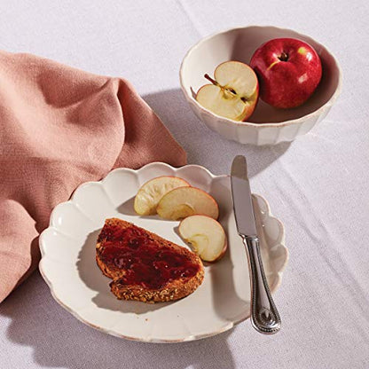 Lenox French Perle Scallop Accent Plates, Appetizer Plate Set for 4 | stoneware, dishwasher safe, microwave safe | also great as a dessert plate for salad or bread, salad plates - style: Accent Plates, Set of 4