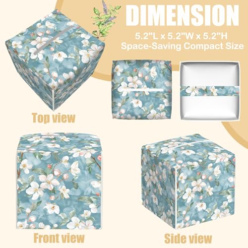Abstract Blooming Flower Tissue Box Cover Square, Tissue Box Holder with Bottom Belt Leather Facial Paper Organizer Dispenser for Bathroom Bedroom Dresser Night Stand Tabletop - color: Abstract Blooming Flower