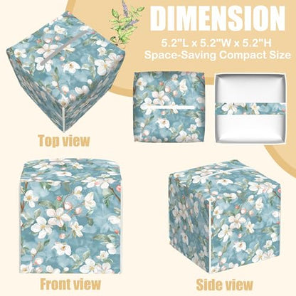 Abstract Blooming Flower Tissue Box Cover Square, Tissue Box Holder with Bottom Belt Leather Facial Paper Organizer Dispenser for Bathroom Bedroom Dresser Night Stand Tabletop - color: Abstract Blooming Flower