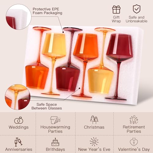 Venus Wine Glasses Set of 6-18oz【Hand Blown】 Crystal Melanin Wine Glasses with Stem- Wedding gift set for wine lovers Red White Wine Dinner - color: Venus