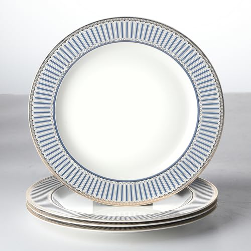 Fine Bone China Salad Plates Set of 4, Modern Round Dishes, Dinnerware Dishset for Kitchen, Not Suitable for Microwave (8 Inch) - size: 8