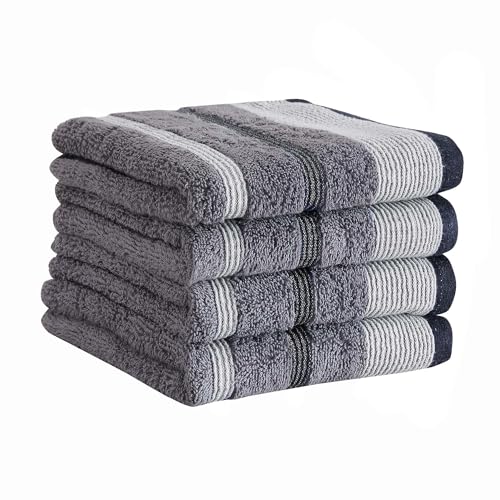Great Bay Home Decorative Hand Towel Set - Cotton 4 Pack 26x16 Hand Towel Set - Durable Towels for Bathroom Decor (Chambray Blue/White/Navy Blue) - color: Chambray Blue / White / Navy Blue, size: Hand Towel (Pack of 4)