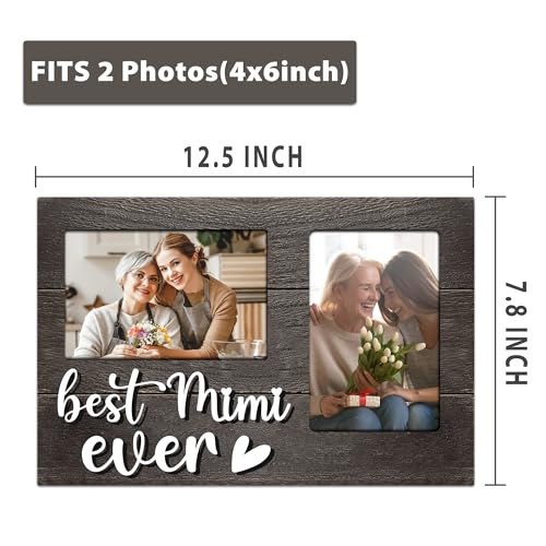 Mimi Gifts, Gift for Mimi from Grandkids Mothers Day, Birthday Gifts 3D Photo Frame Hold 4x6 Inches Two Photos - Picture Frame Present for Grandparents Day - color: Mimi