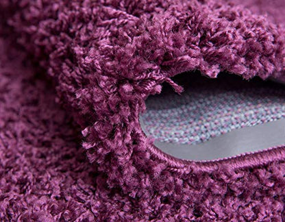 Unique Loom Solid Shag Collection Area Rug (2' x 3' 1" Rectangle, Eggplant Purple) - color: Eggplant Purple, size: 2' x 3'1" (Rectangular)