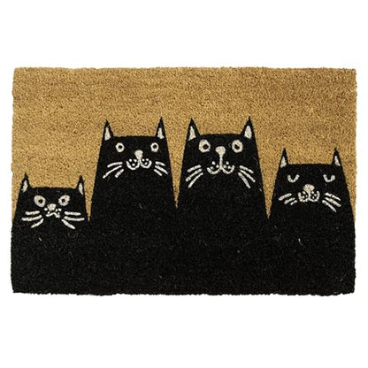 Fisura – Doormat for Outdoor Entrance with Cats Design, Welcome Mat for Front Door Made of Coconut Fiber with Non-Slip PVC Base, Hand-Painted, 30 x 18 Inches. | Doormat with non-slip PVC backing. Black interior doormat. Entrance rug with fun shape. 60 x 4
