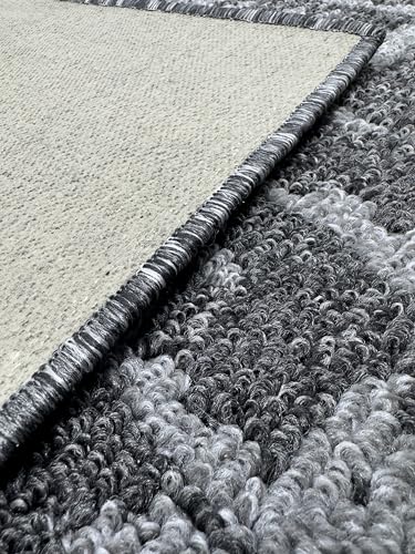 Hallway Runner Rug Non Slip Rubber Backing, 26 inch x 10 ft, Abstract Charcoal, Heavy Duty Berber Style Carpet Runner for Entryway, Kitchen, Bathroom, Bedroom, Laundry Room. - color: Abstract Charcoal, size: 10 Foot Long Runner Rug