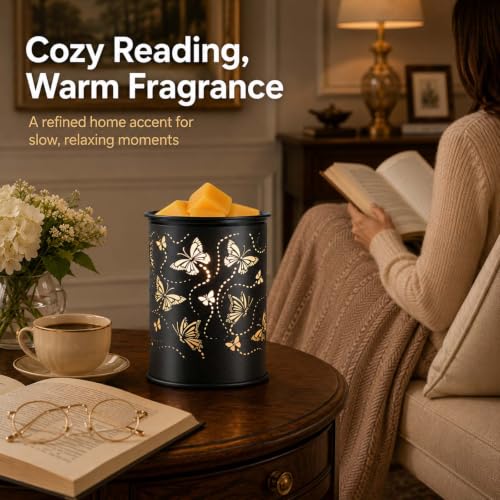 Metal Wax Melt Warmer Electric Candle Fragrance Burner | Oil Burner 2 in 1，Gifts for Women，Mother's Day，for Home Office Bedroom，Butterfly Decorations - style: butterfly