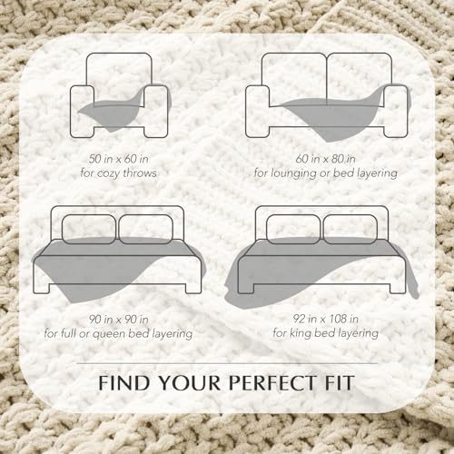 EVERGRACEHOME Chunky Chenille Knit Throw Blanket, 50 x 60, Beige | Sculpted Moss Stitch, Chic Modern Farmhouse, All-Season Warmth, OEKO-TEX® Certified, Elegant Blanket for Couch, Bed, Sofa - color: Beige, size: 50" X 60"