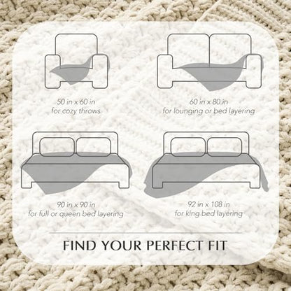 EVERGRACEHOME Chunky Chenille Knit Throw Blanket, 108x92, Beige | Sculpted Moss Stitch, Chic Modern Farmhouse, All-Season Warmth, OEKO-TEX® Certified, Oversized King for Couch, Bed, Sofa - color: Beige, size: 108" X 92"