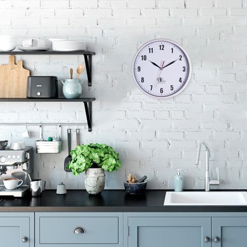 SAC SMARTEN ARTS Silent Wall Clocks Battery Operated Wall Clock for Kids White Non-Ticking Easy to Read Wall Clock for Bathroom Kitchen Living Room Bedroom in 8 Inches - color: 02 Silver