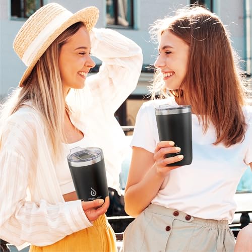 Ideus 20 oz Tumbler, Travel Coffee Mug with Splash Proof Sliding Lid, Double Wall Stainless Steel Vacuum Insulated Coffee Mug for Home and Office, Keep Beverages Hot or Cold, Black - color: Black