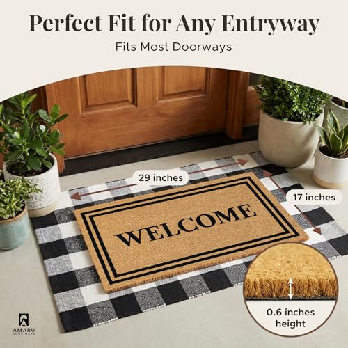 Coir Welcome Mat, Non-Slip, Welcome Classic 6, 17x29 in | 100% Natural Coir, Anti-Shedding, Durable PVC Backing, Traps Dirt and Mud, Indoor and Outdoor Entryway, Easy to Clean - color: Welcome Classic 6