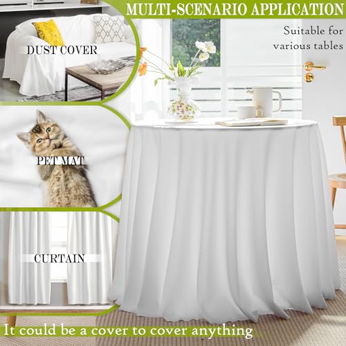 BYDOLL Table Cloth 48 Inch Round Tablecloth Fits Max38 Inch Diameter Table Top,White Polyester Washable Wrinkle-Free Spillproof Tablecloth for Party Patio Cover - color: White, size: 48" x 48" (Round-Fits Tables 24''-36'')