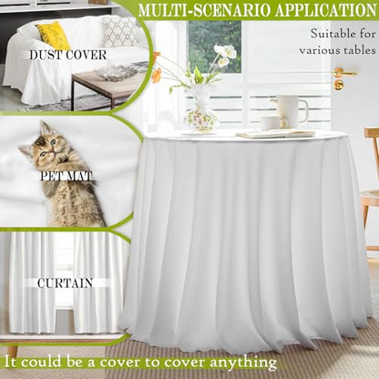 BYDOLL Table Cloth 60 Inch Round Tablecloth Fits Max50 Inch Diameter Table Top,White Polyester Washable Wrinkle-Free Spillproof Tablecloth for Party Patio Cover - color: White, size: 60" x 60" (Round-Fits Tables 36''-48'')