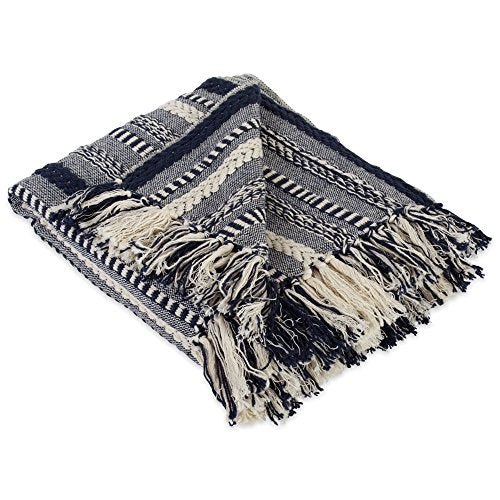 DII Braided Striped Decorative Throw Blanket, 50x60, Navy - color: Navy, size: 50x60"