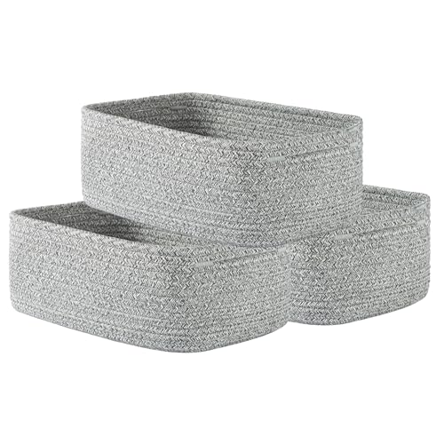 KALLAX Small Woven Storage Basket for Organizing, 12 x 8 x 4.5 inch, 3 Pack | Shelf baskets for closet organization, toy storage and home decor, Perfect as empty gift baskets for holidays, Mixed Grey - color: Mixed Grey, size: 12"L x 8"W x 4.5"H