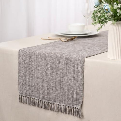 100% Cotton Table Runner - 72x13 Inch, Chambery Textured Table Runner, Durable & Elegant for Dining Table, Wedding, Restaurant, Oeko-TEX Certified - Charcoal Grey - color: Charcoal Grey