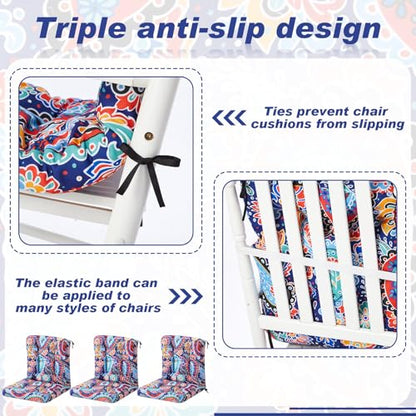 Hoteam 4 Set Outdoor Patio Chair Cushions 20 x 42 in Deep Seat Waterproof Patio Cushions Set for Furniture Replacement Removable Seat and Back (Red Paisley Pattern) - style: Red Paisley Pattern