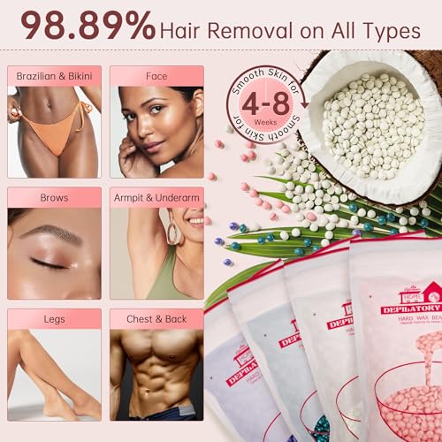 Lifestance Waxing Kit for Women & Men - L3 Liberty Bloom Digital Warmer, Silicone Wax Pot Liner, Hair Removal Kit with 14.1oz Hard Wax Beads & Oil Spray Professional for Home Brazilian Bikini Face Leg - color: Chic Enhanced LCD (Liberty Bloom) Kit