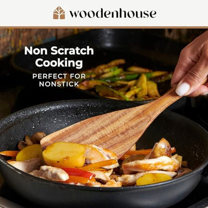Wooden Spoons for Cooking, 10 Pcs Teak Wood Utensil Set for Nonstick | Durable, Heat Resistant & Food-Safe with Ergonomic Handles – Woodenhouse Kitchen Cookware - size: 10 Piece Set