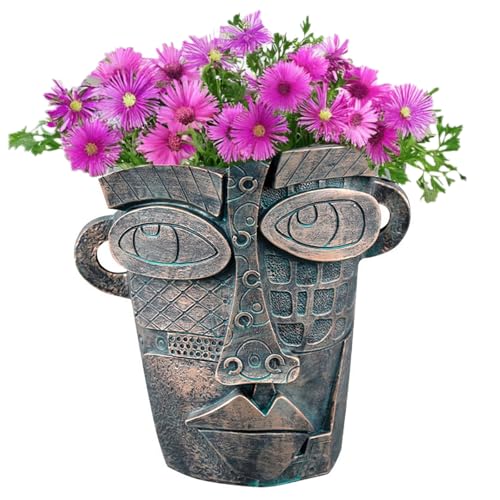 Bronze Abstract Face Planter Pots Unique Head Plant Pots Funny Face Flower Pot for Indoor Plants Home Art Table Decoration - color: Bronze