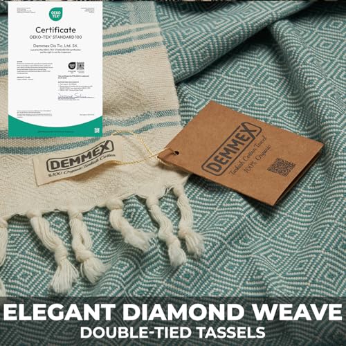 DEMMEX Organic Diamond Turkish Bath & Beach Towel | 100% Oeko-TEX Certified Cotton, Ultra-Soft, Quick-Dry, Lightweight, Compact & Oversized Luxury Peshtemal Towel, Prewashed, 71"x36", Black Gray - color: Black-grey
