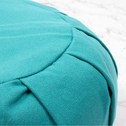 Myga Zafu Yoga Meditation Cushion with Washable Cover - Floor Cushion Pillow with Natural Buckwheat Filling - Soft Round Cotton Design for Meditating or Pranayama Exercises - color: Turquoise