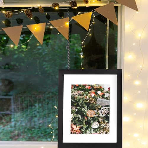 Black Wooden 11x14 Picture Frame set of 2, Display 11x14 Picture without Mat or 8x10 Picture with Mat - color: Black, size: 11x14 inches