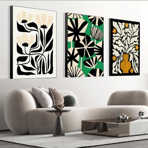 FCHUI Contemporary Minimalist Wall Art 16 /''X 24/'' Set of 3 Abstract Natural World Famous Poster Black Picture Frames Suitable for Living Room Bedroom Kitchen Office Variety of Scene Wall Decor - color: Black, size: 16" X 24" X 3 pieces