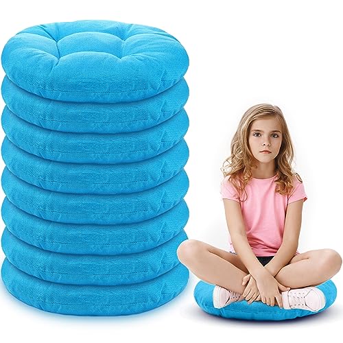 Fumete 8 Pcs 16 Inch Floor Cushions Pillow for Kids Bulk Classroom Round Flexible Seating Floor Cushions for Students Home Daycare School Reading Corner Yoga Meditation Picnic (Ice Blue) - color: Ice Blue