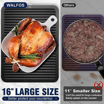 Walfos Large Silicone Trivet 16x12 Inch, Trivets for Hot Pots and Pans, Heat Resistant Pot Holders Hot Pads for Kitchen Quartz Countertops, Hot Dishes - style: 16x12in, 1 Black XXL Trivet