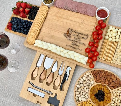 Luxury Custom Cheese Board & Knife Set – Personalized Bamboo Charcuterie Board – Perfect Thanksgiving, Wedding & Housewarming Gift - color: Design #26