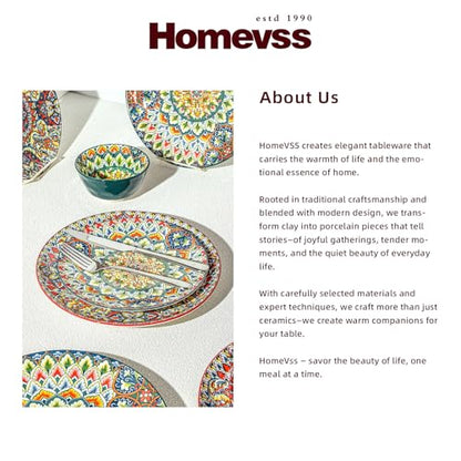 Boho 10 Pieces Dinnerware Sets, Plates and Bowls Set, Porcelain Dishes Set for 2, Microwave and Dishwasher Safe, Scratch Resistant, Bohemian Style Dining Ware, Mixed Colors of Green & Red - color: Mixed 1