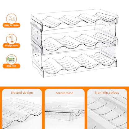 BoxedHome Plastic Water Bottle Organizer and Wine Rack Storage Holder for Inside Cabinet, Kitchen Countertop, Table Top, Pantry, Bars, Cabinets, Fridge - Clear (3 Tier 12 Containers) - size: 3Tier 12Bottles
